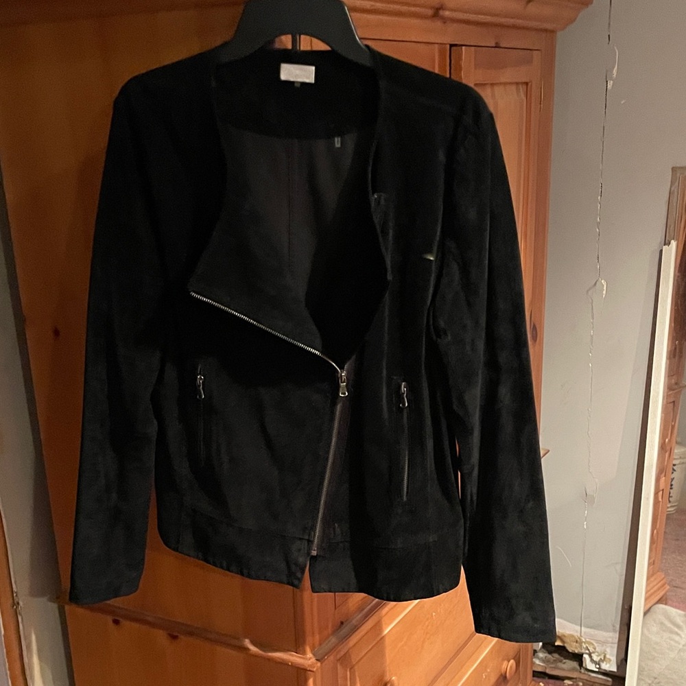 Ecru Black Leather Women's Jacket